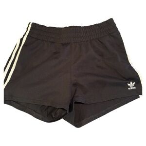 Adidas Women's Black Athletic Shorts with White Stripes